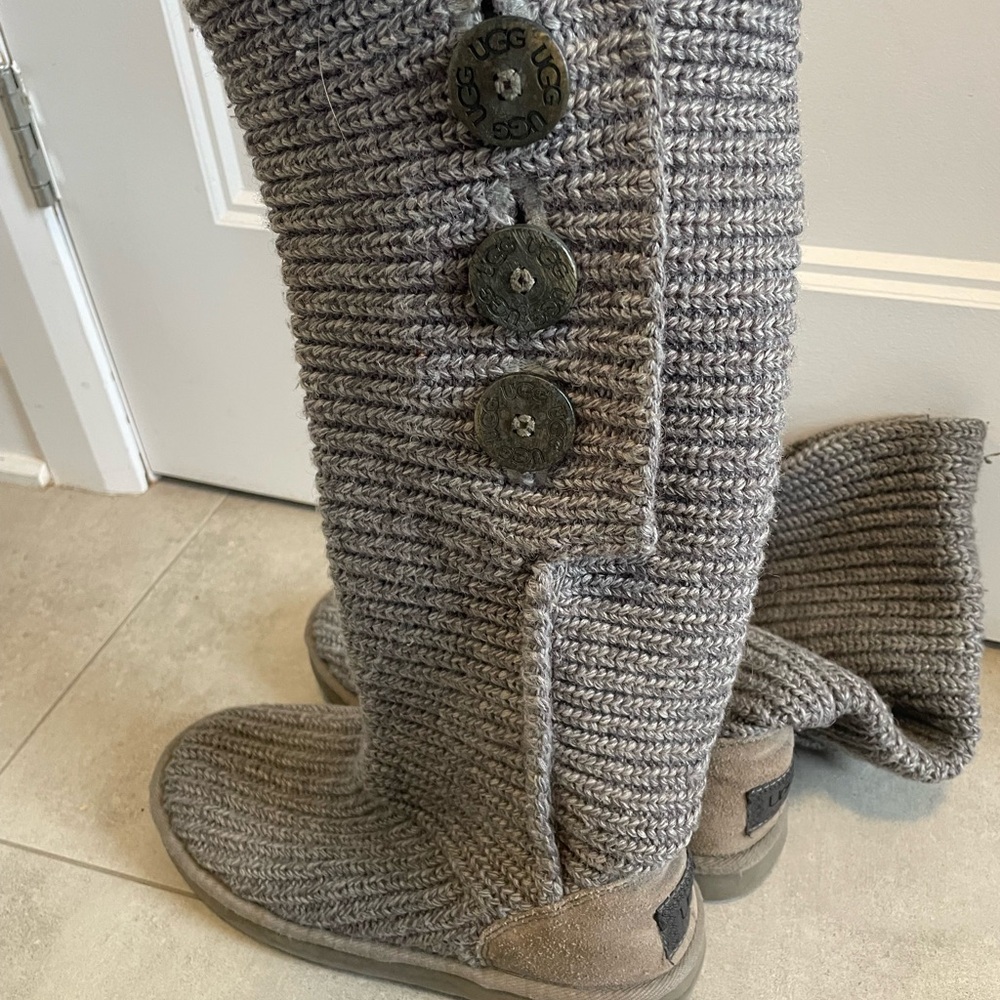UGG Charcoal Knit Button Boots